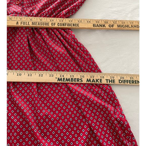 VTG 70s Sears Polyester Red Patterned Ruffle Dress size 8p USA UNION MADE - Picture 6 of 11